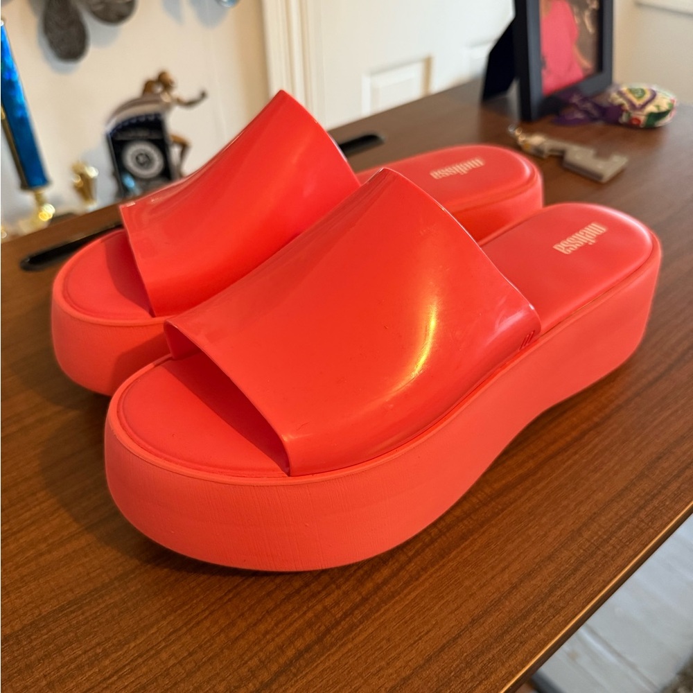 Melissa Coral colored Platform Sandals with Chunky Sole